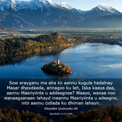 Picture 03 - Baxniintii 14:12 SOM - Sow erayganu ma aha kii aannu kugula hadalnay - Bible Verse Picture