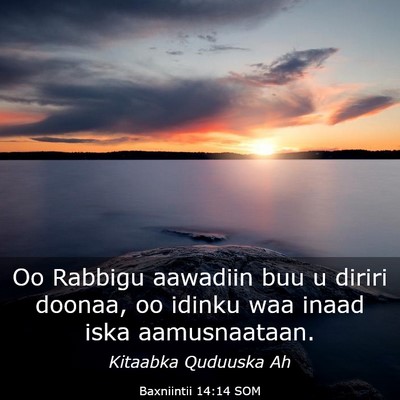 Picture 03 - Baxniintii 14:14 SOM - Oo Rabbigu aawadiin buu u diriri doonaa, oo - Bible Verse Picture