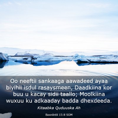 Picture 03 - Baxniintii 15:8 SOM - Oo neeftii sankaaga aawadeed ayaa biyihii isdul - Bible Verse Picture