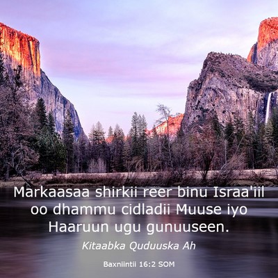 Picture 03 - Baxniintii 16:2 SOM - Markaasaa shirkii reer binu Israa'iil oo dhammu - Bible Verse Picture