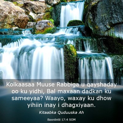 Picture 03 - Baxniintii 17:4 SOM - Kolkaasaa Muuse Rabbiga u qayshaday oo ku yidhi, - Bible Verse Picture