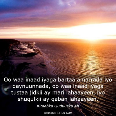Picture 03 - Baxniintii 18:20 SOM - Oo waa inaad iyaga bartaa amarrada iyo - Bible Verse Picture