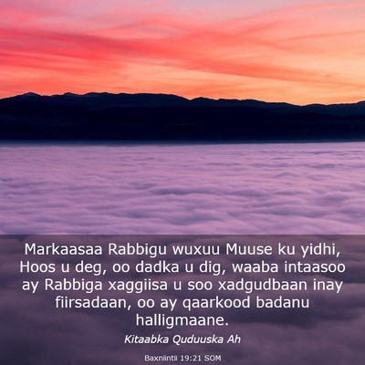 Picture 03 - Baxniintii 19:21 SOM - Markaasaa Rabbigu wuxuu Muuse ku yidhi, Hoos u - Bible Verse Picture