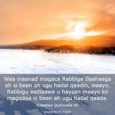Picture 03 - Baxniintii 20:7 SOM - Waa inaanad magaca Rabbiga Ilaahaaga ah si been - Bible Verse Picture