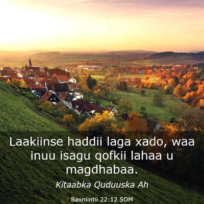 Picture 03 - Baxniintii 22:12 SOM - Laakiinse haddii laga xado, waa inuu isagu qofkii - Bible Verse Picture