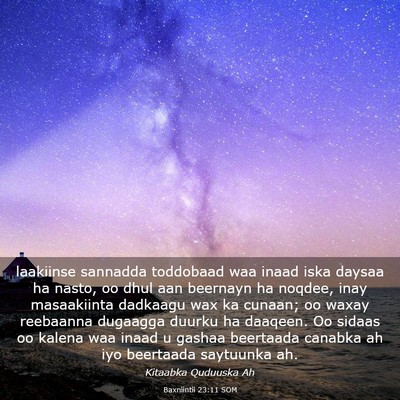 Picture 03 - Baxniintii 23:11 SOM - laakiinse sannadda toddobaad waa inaad iska - Bible Verse Picture