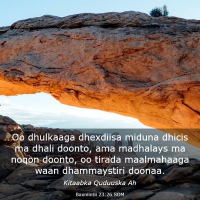 Picture 03 - Baxniintii 23:26 SOM - Oo dhulkaaga dhexdiisa miduna dhicis ma dhali - Bible Verse Picture