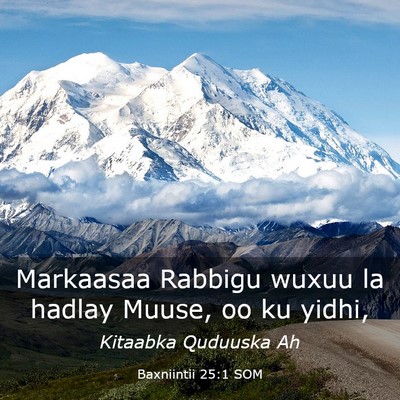 Picture 03 - Baxniintii 25:1 SOM - Markaasaa Rabbigu wuxuu la hadlay Muuse, oo ku - Bible Verse Picture