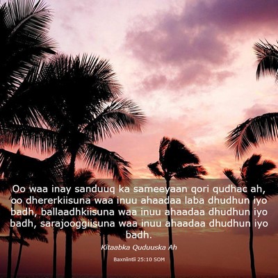 Picture 03 - Baxniintii 25:10 SOM - Oo waa inay sanduuq ka sameeyaan qori qudhac ah, - Bible Verse Picture