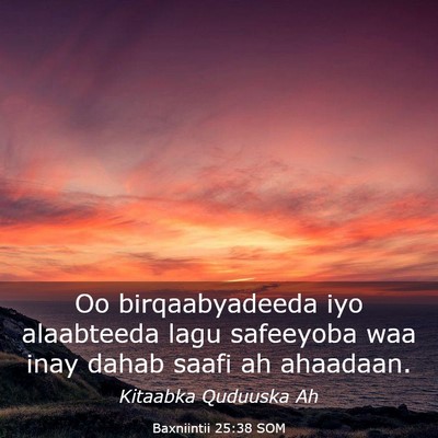 Picture 03 - Baxniintii 25:38 SOM - Oo birqaabyadeeda iyo alaabteeda lagu safeeyoba - Bible Verse Picture