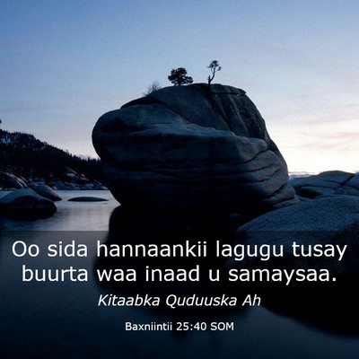 Picture 03 - Baxniintii 25:40 SOM - Oo sida hannaankii lagugu tusay buurta waa inaad - Bible Verse Picture