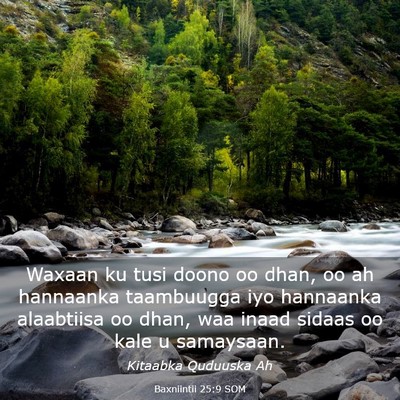 Picture 03 - Baxniintii 25:9 SOM - Waxaan ku tusi doono oo dhan, oo ah hannaanka - Bible Verse Picture