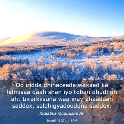 Picture 03 - Baxniintii 27:14 SOM - Oo iridda dhinaceeda waxaad ka lalmisaa daah shan - Bible Verse Picture