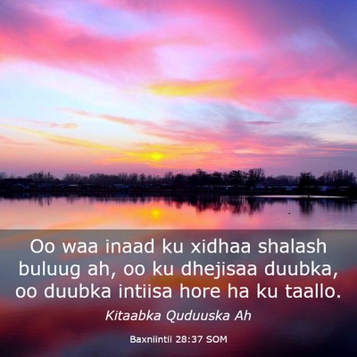 Picture 03 - Baxniintii 28:37 SOM - Oo waa inaad ku xidhaa shalash buluug ah, oo ku - Bible Verse Picture