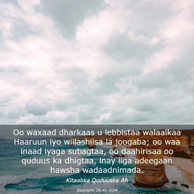 Picture 03 - Baxniintii 28:41 SOM - Oo waxaad dharkaas u lebbistaa walaalkaa Haaruun - Bible Verse Picture