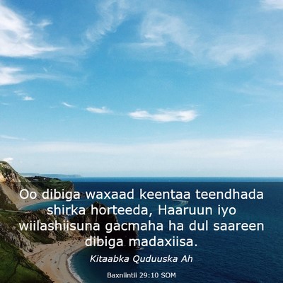 Picture 03 - Baxniintii 29:10 SOM - Oo dibiga waxaad keentaa teendhada shirka - Bible Verse Picture