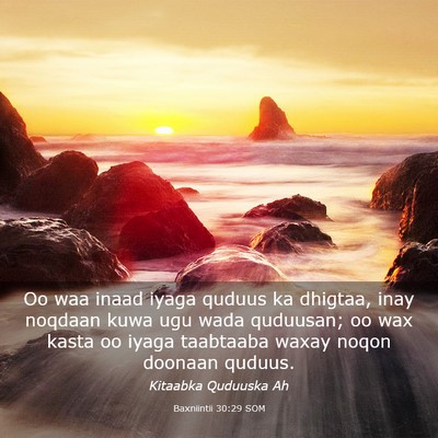 Picture 03 - Baxniintii 30:29 SOM - Oo waa inaad iyaga quduus ka dhigtaa, inay - Bible Verse Picture