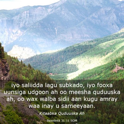 Picture 03 - Baxniintii 31:11 SOM - iyo saliidda lagu subkado, iyo fooxa uunsiga - Bible Verse Picture