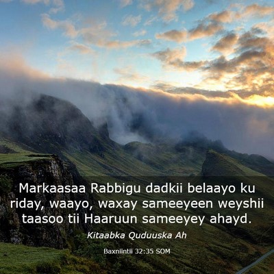 Picture 03 - Baxniintii 32:35 SOM - Markaasaa Rabbigu dadkii belaayo ku riday, waayo, - Bible Verse Picture