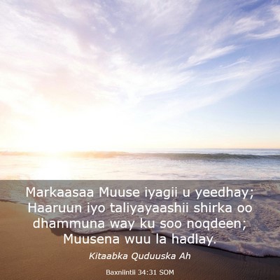Picture 03 - Baxniintii 34:31 SOM - Markaasaa Muuse iyagii u yeedhay; Haaruun iyo - Bible Verse Picture