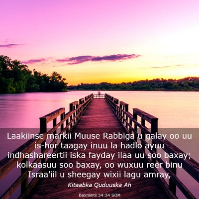 Picture 03 - Baxniintii 34:34 SOM - Laakiinse markii Muuse Rabbiga u galay oo uu - Bible Verse Picture