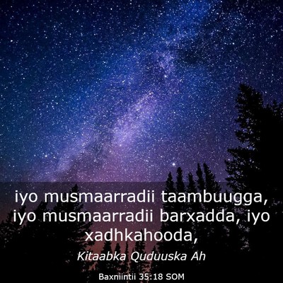 Picture 03 - Baxniintii 35:18 SOM - iyo musmaarradii taambuugga, iyo musmaarradii - Bible Verse Picture