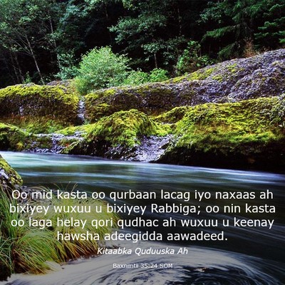 Picture 03 - Baxniintii 35:24 SOM - Oo mid kasta oo qurbaan lacag iyo naxaas ah - Bible Verse Picture