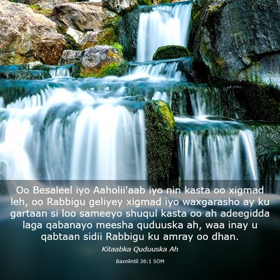 Picture 03 - Baxniintii 36:1 SOM - Oo Besaleel iyo Aaholii'aab iyo nin kasta oo - Bible Verse Picture