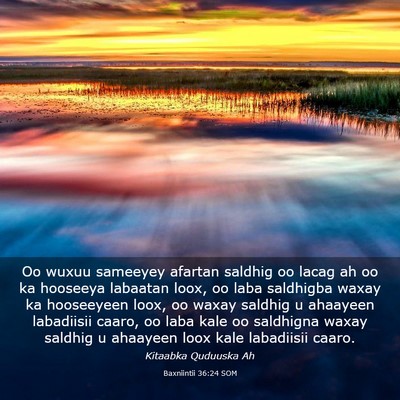 Picture 03 - Baxniintii 36:24 SOM - Oo wuxuu sameeyey afartan saldhig oo lacag ah oo - Bible Verse Picture