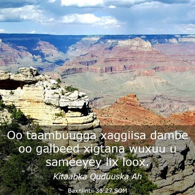 Picture 03 - Baxniintii 36:27 SOM - Oo taambuugga xaggiisa dambe oo galbeed xigtana - Bible Verse Picture
