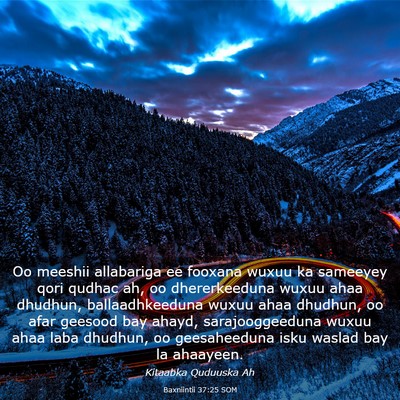 Picture 03 - Baxniintii 37:25 SOM - Oo meeshii allabariga ee fooxana wuxuu ka - Bible Verse Picture