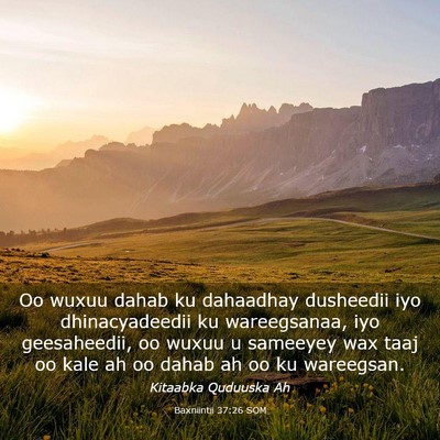 Picture 03 - Baxniintii 37:26 SOM - Oo wuxuu dahab ku dahaadhay dusheedii iyo - Bible Verse Picture