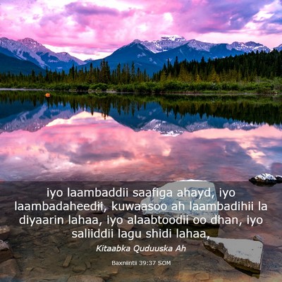 Picture 03 - Baxniintii 39:37 SOM - iyo laambaddii saafiga ahayd, iyo laambadaheedii, - Bible Verse Picture