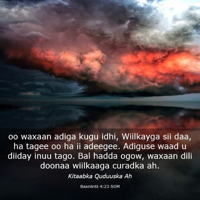 Picture 03 - Baxniintii 4:23 SOM - oo waxaan adiga kugu idhi, Wiilkayga sii daa, ha - Bible Verse Picture