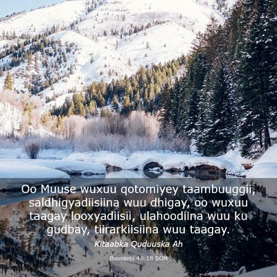 Picture 03 - Baxniintii 40:18 SOM - Oo Muuse wuxuu qotomiyey taambuuggii, - Bible Verse Picture