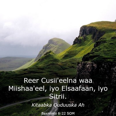Picture 03 - Baxniintii 6:22 SOM - Reer Cusii'eelna waa Miishaa'eel, iyo Elsaafaan, - Bible Verse Picture