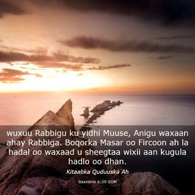 Picture 03 - Baxniintii 6:29 SOM - wuxuu Rabbigu ku yidhi Muuse, Anigu waxaan ahay - Bible Verse Picture