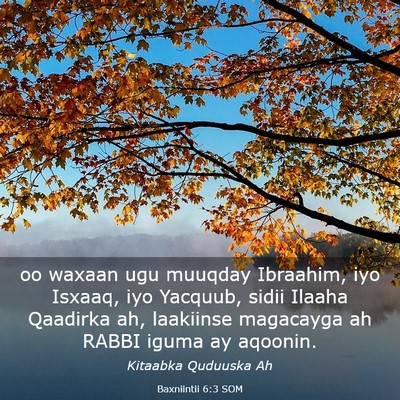 Picture 03 - Baxniintii 6:3 SOM - oo waxaan ugu muuqday Ibraahim, iyo Isxaaq, iyo - Bible Verse Picture