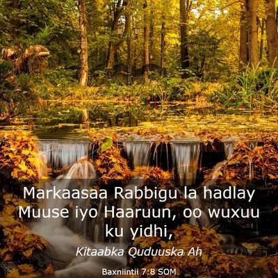 Picture 03 - Baxniintii 7:8 SOM - Markaasaa Rabbigu la hadlay Muuse iyo Haaruun, oo - Bible Verse Picture