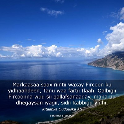 Picture 03 - Baxniintii 8:19 SOM - Markaasaa saaxiriintii waxay Fircoon ku - Bible Verse Picture