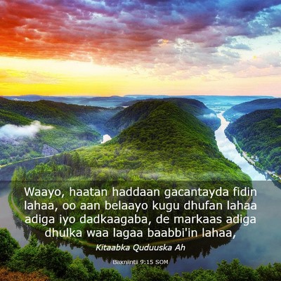 Picture 03 - Baxniintii 9:15 SOM - Waayo, haatan haddaan gacantayda fidin lahaa, oo - Bible Verse Picture