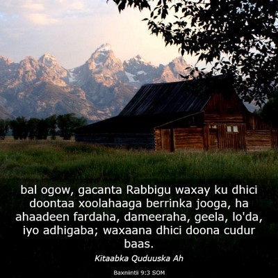 Picture 03 - Baxniintii 9:3 SOM - bal ogow, gacanta Rabbigu waxay ku dhici doontaa - Bible Verse Picture