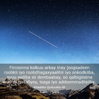Picture 03 - Baxniintii 9:34 SOM - Fircoonna kolkuu arkay inay joogsadeen roobkii - Bible Verse Picture
