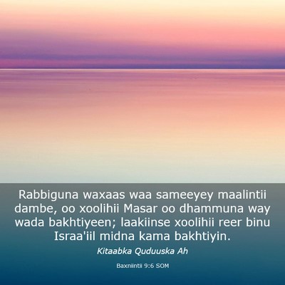 Picture 03 - Baxniintii 9:6 SOM - Rabbiguna waxaas waa sameeyey maalintii dambe, oo - Bible Verse Picture