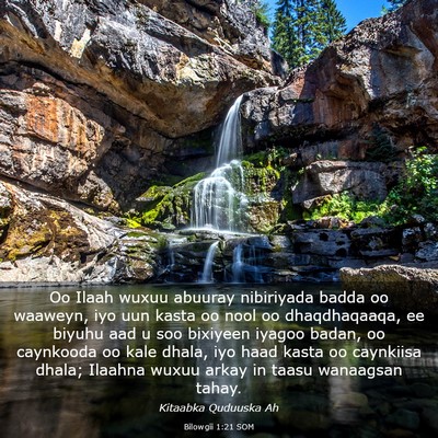 Picture 03 - Bilowgii 1:21 SOM - Oo Ilaah wuxuu abuuray nibiriyada badda oo - Bible Verse Picture