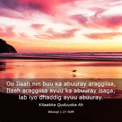 Picture 03 - Bilowgii 1:27 SOM - Oo Ilaah nin buu ka abuuray araggiisa, Ilaah - Bible Verse Picture