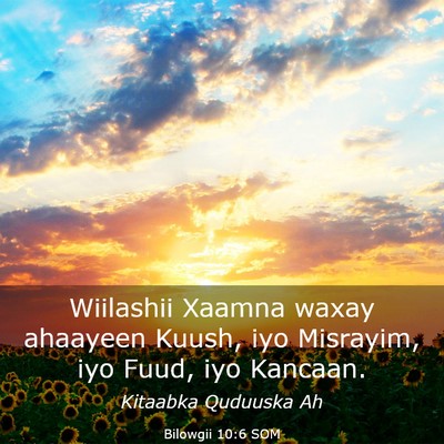 Picture 03 - Bilowgii 10:6 SOM - Wiilashii Xaamna waxay ahaayeen Kuush, iyo - Bible Verse Picture