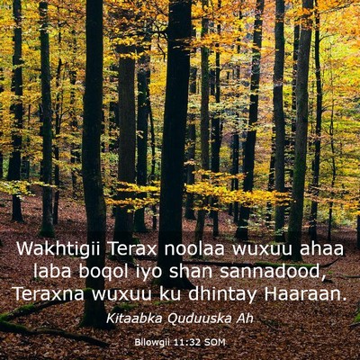 Picture 03 - Bilowgii 11:32 SOM - Wakhtigii Terax noolaa wuxuu ahaa laba boqol iyo - Bible Verse Picture