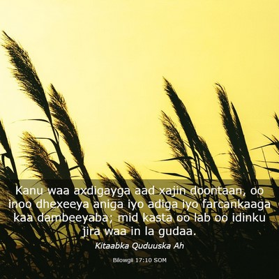 Picture 03 - Bilowgii 17:10 SOM - Kanu waa axdigayga aad xajin doontaan, oo inoo - Bible Verse Picture