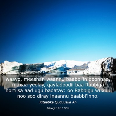 Picture 03 - Bilowgii 19:13 SOM - waayo, meeshan waannu baabbi'in doonnaa, maxaa - Bible Verse Picture